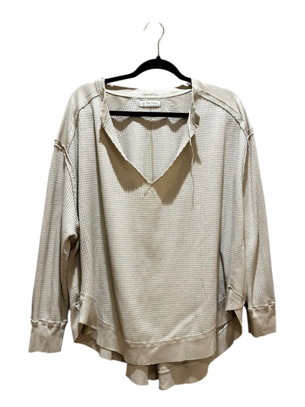 Free People We The People Owen Thermal Top in Cream Beige